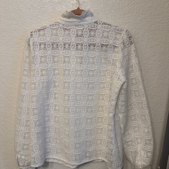 Sezane Chlo Shirt Ecru Guipure Lace - Size 4 - Picture 2 of 3